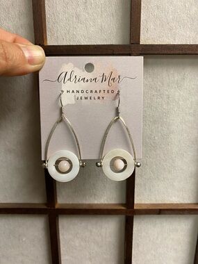 White & Cream Dangling Hoop Earrings